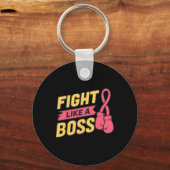 Vecht als een baas roze lint boksen borstkanker sleutelhanger (Voorkant)