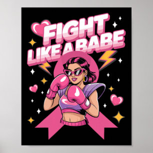Vecht als een babe roze boksen borstkanker bewust poster