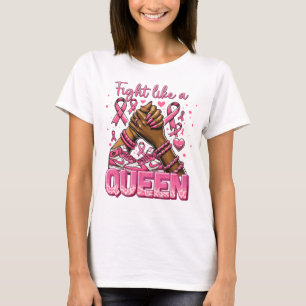 Vecht als een koningin Borstkanker Awareness Month T-shirt