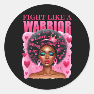 Vecht als een krijger borstkanker bewustzijn zwart ronde sticker