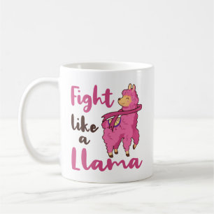 Vecht als een Llama Breast Cancer Warrior Fighter Koffiemok