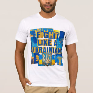 Vecht als een Oekraïner. Wapen van Oekraïne. T-shirt