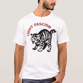 Vecht Fascisme Funny Boze Kat T-shirt