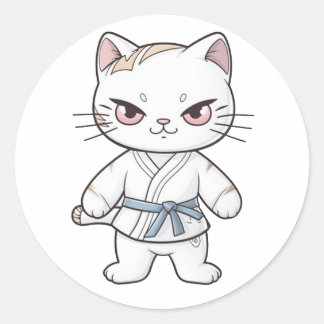 Vecht Kavaii, gekleed in een karate outfit Ronde Sticker