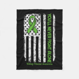 Vecht nooit alleen Vlag Groene Nierziekte Fleece Deken