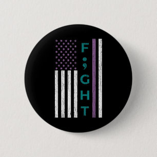 Vecht puntkomma vlag zelfmoord bewustzijn mentale  ronde button 5,7 cm