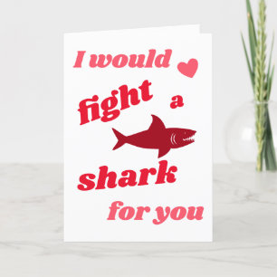 Vecht Shark Love Red Pink Valentijn Day Feestdagen Kaart