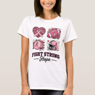 Vecht Sterke Hoop Voetbal Roze Uit Borstkanker T-shirt