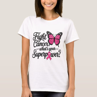Vecht tegen kanker Wat is je superkracht Roze Vlin T-shirt
