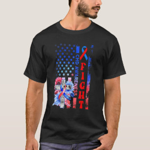 Vecht Usa Vlag Zonnebloem Christelijk Chd Bewustzi T-shirt