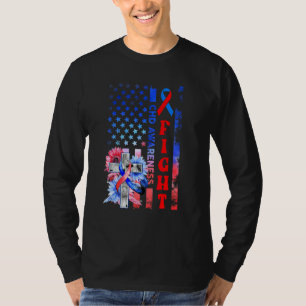 Vecht Usa Vlag Zonnebloem Christelijke Chd Bewustz T-shirt