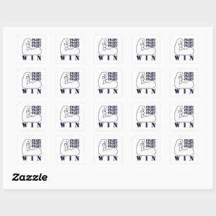 Vecht, vecht, vecht, win vierkante sticker