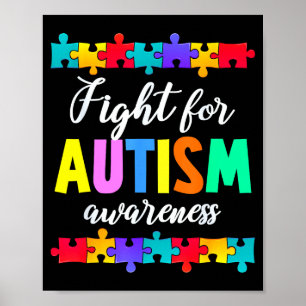 Vecht voor autisme bewustzijn steun team autistisc poster