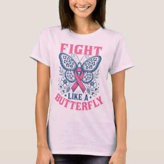 Vechten als een vlinder borstkanker bewustzijn t-shirt