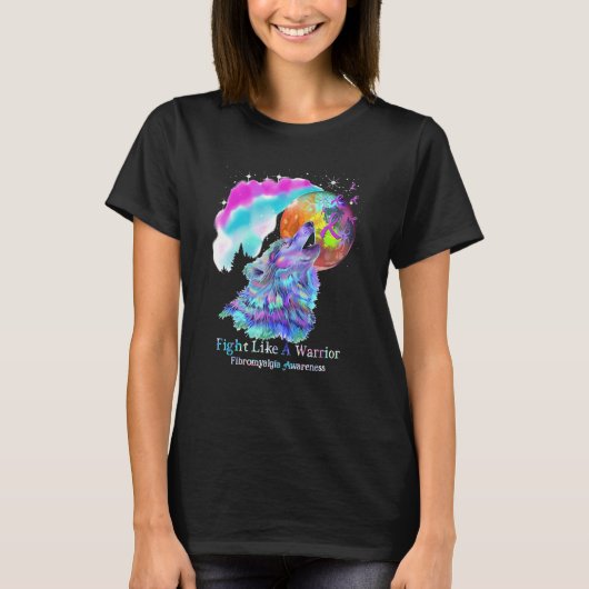 Vechten als een wolf Paarse lint fibromyalgie T-shirt (Voorkant)