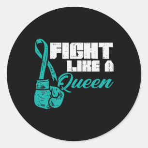 Vechten als Queen Blauwgroen bokshandschoenen eier Ronde Sticker