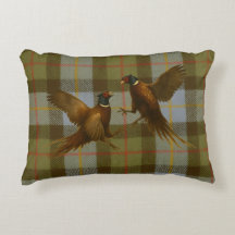 Vechtende fazanten op tweed / tartan achtergrond