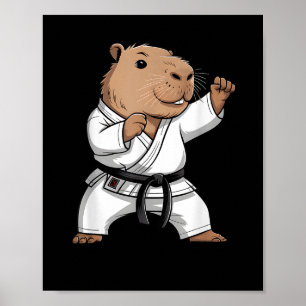 Vechtkunst Capybara Grappig Karate Taekwondo Jiu J Poster
