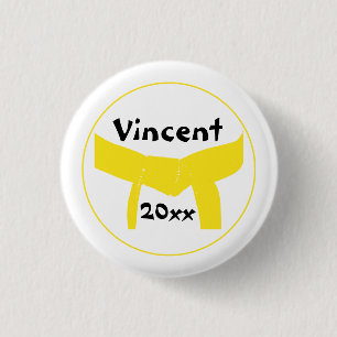 Vechtkunst Gele Riem Ronde Button 3,2 Cm