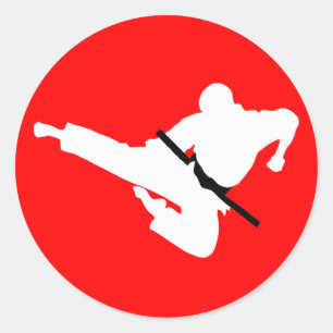 vechtkunsten silhouettes ronde sticker
