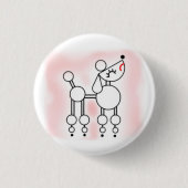 Vecteur de caniche, Jouet blanc Poodle Badge rose (Devant)