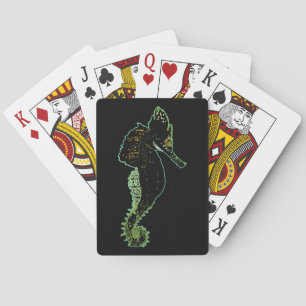Vecteur de Cheval de Mer Vert Dessin Cartes de Jeu