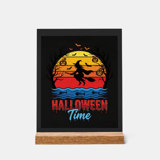 Vecteur de sorcière de coucher de soleil d'Hallowe (Recto)