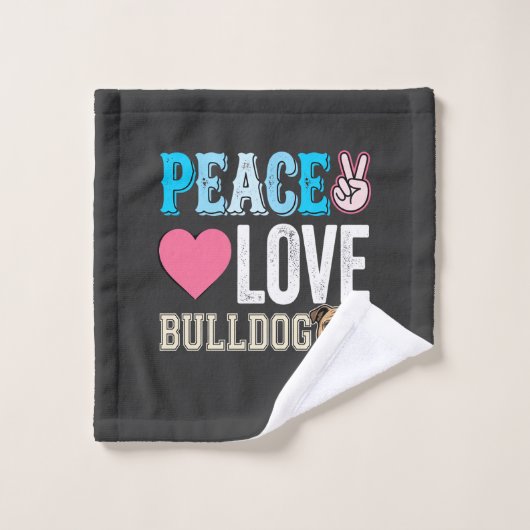 Vecteur Peace Love Bouledogue (Gant de toilette)