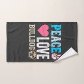 Vecteur Peace Love Bouledogue (Serviette à main)