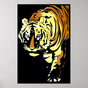 Vector art deco tijger poster