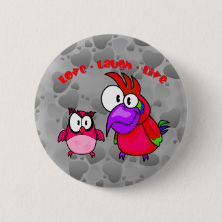 Vector Cartoons vogels met sms Love Laugh Live Ronde Button 5,7 Cm