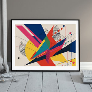 Vector Collision - een retro-futuristische composi Poster