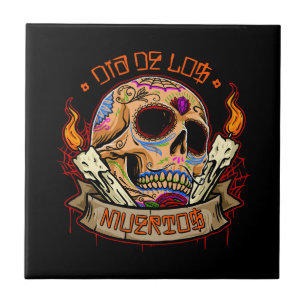 Vector dia de los muertos schedel tegeltje