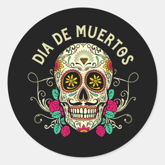 Vector dia de muertos illustratie ronde sticker (Voorkant)