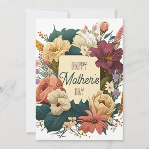 Vector Floral Bouquet Moederdag Custom Message Feestdagenkaart