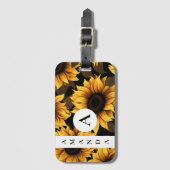 Vector Gele Zonnebloem Naam Streep Monogram Bagagelabel (Voorkant (verticaal))
