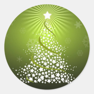 Vector Groene Kerstboom Ronde Sticker