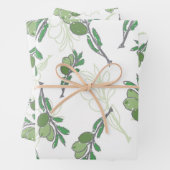 Vector handgetrokken olijftak inpakpapier vel (In situ)