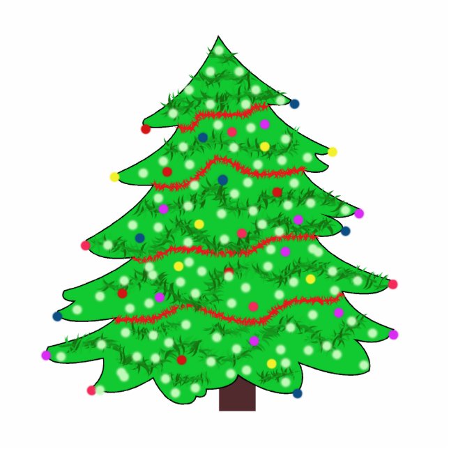 Vector Kunst gedecorbeerde kerstboom Staand Fotobeeldje (Voorkant)