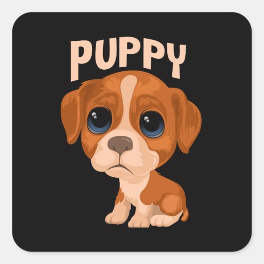 Vector leuke grappige puppy hond vierkante sticker (Voorkant)