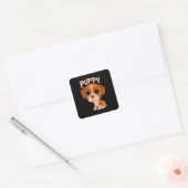 Vector leuke grappige puppy hond vierkante sticker (Envelop)