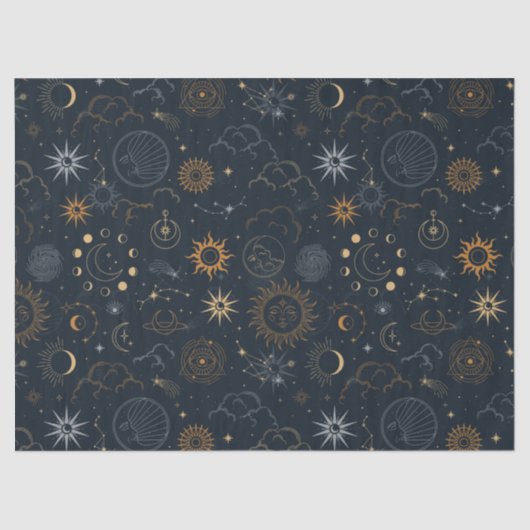Vector Magic Met Constellaties Zon Maan Magie  Tissuepapier (Voorkant)