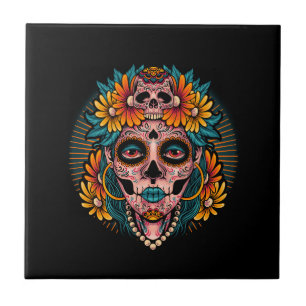 Vector muertos meisje illustratie van dia de los m tegeltje
