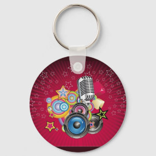 Vector-Muziek-Achtergrond-met-Spreker-en-Microfon Sleutelhanger