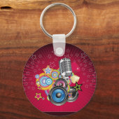 Vector-Muziek-Achtergrond-met-Spreker-en-Microfon Sleutelhanger (Voorkant)