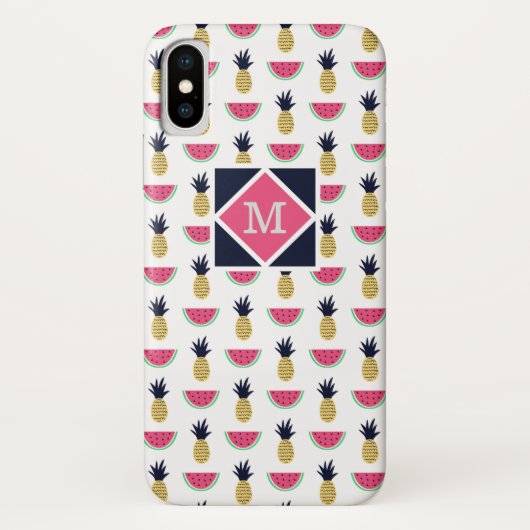 Vector naadloos patroon met ananas en Case-Mate iPhone case (Achterkant)