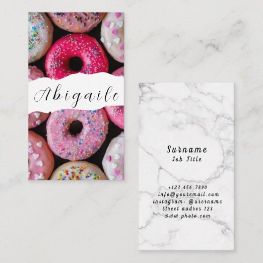 Vector naadloze donuts visitekaartje (Voorkant / Achterkant)