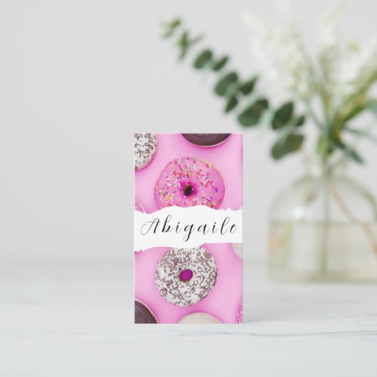 Vector naadloze donuts visitekaartje (Staand voorkant)