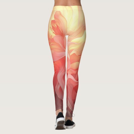 Vector Ombre Fluid Coral Flame Leggings (Dos)