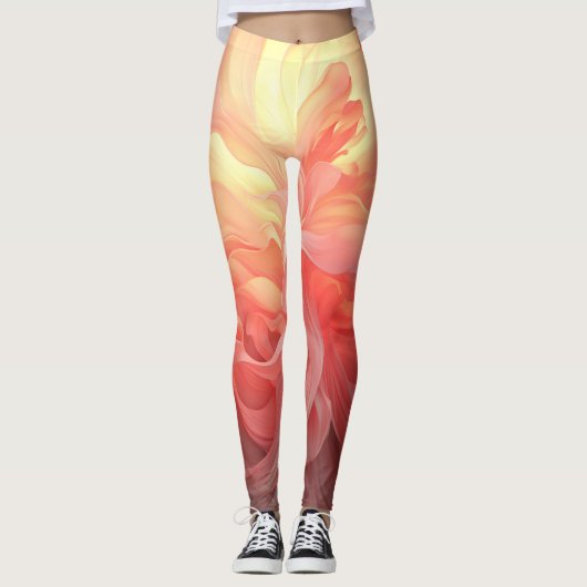 Vector Ombre Fluid Coral Flame Leggings (Devant)